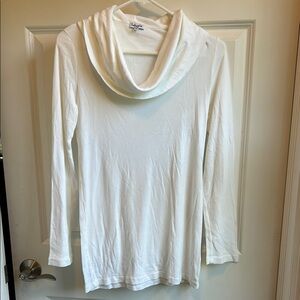 Splendid White Long Sleeve Cowl Neck Top